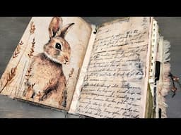 Grungy Spring Easter Junk Journal Flip Through Art Journal Pink Grunge Rabbit Chic Duck Eggs Bunny