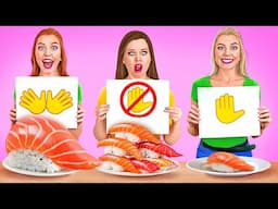 FOOD MAYHEM CHALLENGE: No Hands, One Hand, or Two?! 🍽️😱 Who Comes Out on Top? | 123 GO!