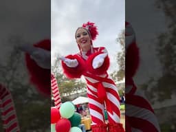 Christmas Mirror Man 🪞& Candy Cane girl on Stilts! Dancing at Christmas Toy Give away