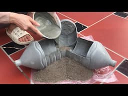 Amazing idea from cement and three plastic bottles / Create very unique and artistic plant pots