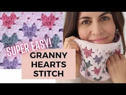 Easy Granny Hearts Stitch Neck Warmer  - Step-by-Step Crochet Tutorial for Beginners