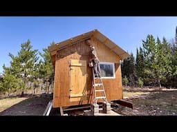 VERY SIMPLE Off Grid Cabin Build: Staining The Cabin And Spring Cleanup