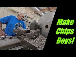 Don helps me MAKE CHIPS on the 20" Axelson Lathe