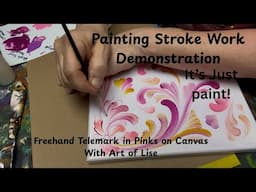 Painting Stroke Work Demonstration Freehand Telemark in Pinks on Canvas ASMR painting  Art of Lise