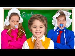 Eva and Funny School Story for kids - compilation video