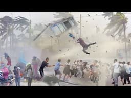 Thailand in Chaos! Powerful Storm Strikes, Destroy Cars & Buildings