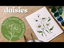 Watercolor daisies- April birth month flower