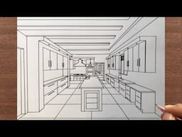 How to Draw a Kitchen in 1 Point Perspective
