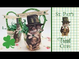 ST. PAT'S CATS Let's make some cute treat cups/decorations for St. Patrick's Day! #papercraft #DIY