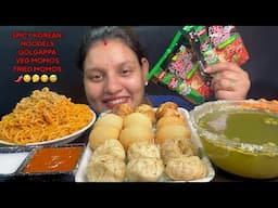 Eating 🥵 🌶️ Korean Noodels, Veg Momos, Fried Momos, Golgappa I Street Food Challenge I Foodie Gd