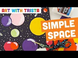 Simple Space collage and painting art lesson to teach the Element of Space art tutorial