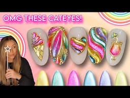 🍹 Ombre Cateye Nail Art Designs | THESE ARE JUST WOW! | Rainbow Summer Nails | Heart Butterfly Swirl