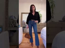 Dinner in NYC Outfit - Black Button Down, Jeans and Boots