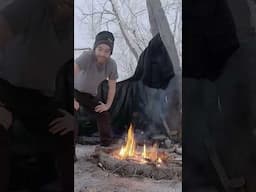 First Winter Bushcraft Camp in Snowstorm