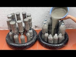 A Great To Use Plastic Bottles   Making A  Beautiful Coffee Table With Plastic Bottles and Cement .