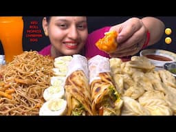 Eating Spicy 🥵 Paneer Momos, Chowmine, Paneer Roll, Eggs lI Street Food Challenge Il Foodie Gd ll