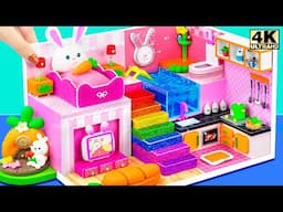 Build a DREAM Bunny Dollhouse with RAINBOW Stairs in Just 45 Minutes! | Cardboard World