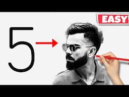 5 number turns into Virat Kohli Drawing || RCB Virat Kohli Drawing #IPL #rcb #viratkohli