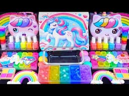 ASMR Unicorn Slime mixing Eyeshadow,Glitter &Random things into slime #Satisfying #slimeasmr #pony