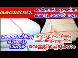 കരിമ്പൻ കയറിയ തോർത്തും മുണ്ടും പുത്തൻ പുതിയതാക്കാം|white cloth brightening tips|Karimban problem