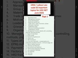 HRM / Labour Law code 55 important topics for NTA UGC NET June 2025 / #ugcnet #drbarkhagupta