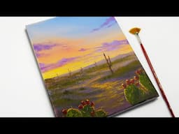 Glowing Desert Sunset Acrylic Painting | Acrylic Painting for Beginners | STEP by STEP