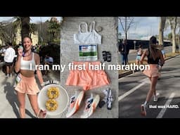 I RAN MY FIRST HALF MARATHON | that was HARD, race day vlog