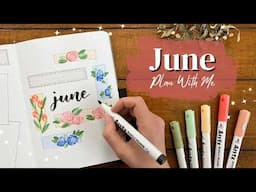 PLAN WITH ME!🌷| June Bullet Journal Set Up | Easy Abstract Florals