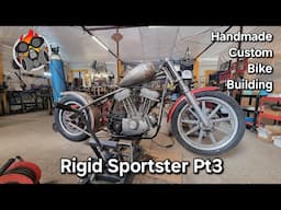 Rigid Sportster Pt3 Suzuki Exhaust Handmade Custom Bike Building Vlog #Handmade #Custom #Bike #Chop