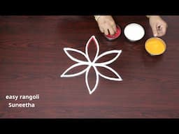 easy rangoli designs for beginners🌸simple rangoli designs with dots flowers🌸kolam art designs new