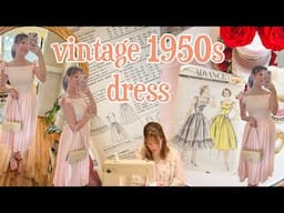 SEWING A VINTAGE 1950S DRESS PATTERN 🎀 🧵🪡 Cozy Sewing Project Vlog