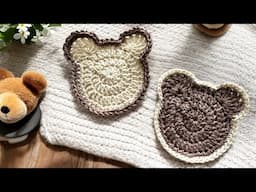 🐻 Easy Crochet Bear Coaster – Full Tutorial + Pattern & Diagram!