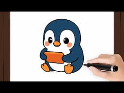 How To Draw a PENGUIN PLAYING I KAWAII