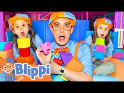 Blippi Plays Floor is Lava at the Indoor Playground! Can Layla and Myka Find All the Shapes? 🔥🟦