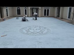 Price Of Stamped Concrete Flooring Installation Update In Grey Color Without Boarder Lines In Edo.