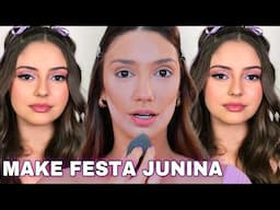 MAKE COM BRILHO PARA *FESTA JUNINA* EM 2025 | MAQUIAGEM DE FESTA JUNINA *PASSO A PASSO*