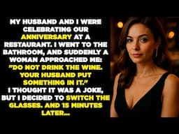 On our wedding anniversary, my husband slipped something into my wine, but I switched our glasses...