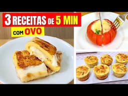 3 Receitas com OVO em 5 MIN! POUCAS CALORIAS e CARBOIDRATOS - Baratas, Fáceis, Low Carb