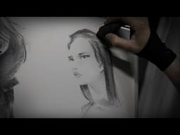 Bocetando en carboncillo - Dos chicas | Trevino Art
