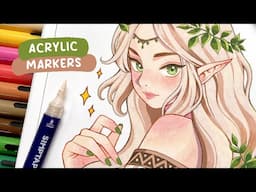 🌱 Drawing a Beautiful Forest Elf / Painting with Arrtx SIMPTAP Acrylic Markers