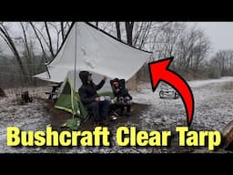 CLEAR TARP Bushcraft camp in the SNOW