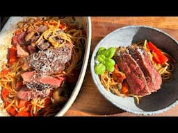 STEAK AUF PASTA - Schnell gemacht und richtig lecker!