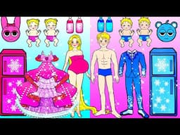 [🐾paper Diy🐾] Pinki vs Blue Sky Pregnant Dress Up & Decor Twins Room | Rapunzel Compilation 놀이 종이