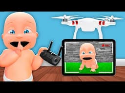 Baby Uses DRONES to CHEAT In HIDE AND SEEK!