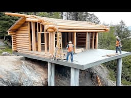 Family Builds Dream Log House in the Forest | Start to Finish by @loginnature8516