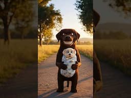 The sweet revenge of Labrador puppy and a ginger cat mom #pets #cuteanimals #dogs #aicat #ai #aiart