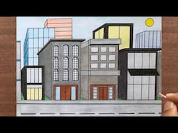 How to Draw a Town in 1 Point Perspective