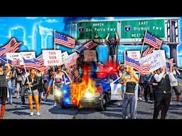 HUGE Protest SHUTS DOWN Freeway in GTA 5... I got TRAPPED!