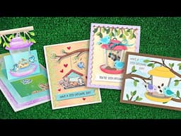 Intro to Build-A-Bird Feeder, Leafy Border & Tree Branches Border + 4 cards start to finish
