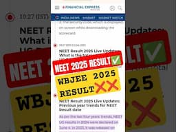 WBJEE 2025 RESULT❌😭NEET 2025 Result✅#wbjee2025 #shorts #neet #viral